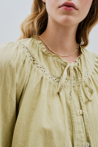 Embroidered Crop Blouse Soft Green