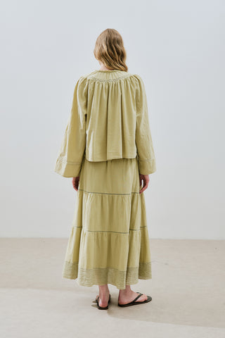 Embroidered Crop Blouse Soft Green