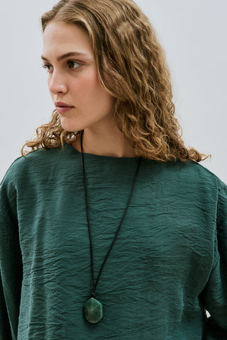 Draped Wide Sleeve Blouse Green