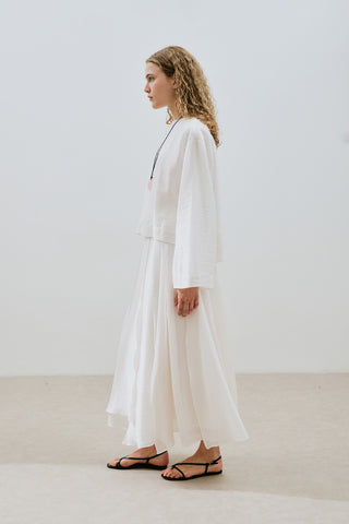 Draped Wide Sleeve Blouse Ecru