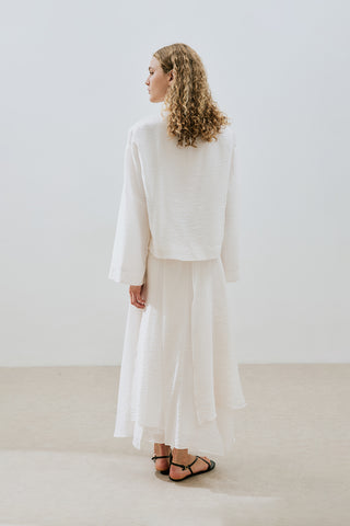 Draped Wide Sleeve Blouse Ecru