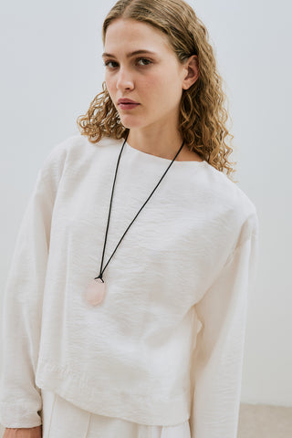 Draped Wide Sleeve Blouse Ecru