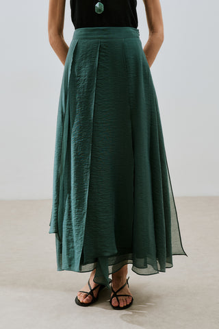 Tiered Ruffle Maxi Skirt Green