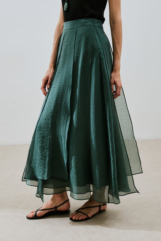 Tiered Ruffle Maxi Skirt Green