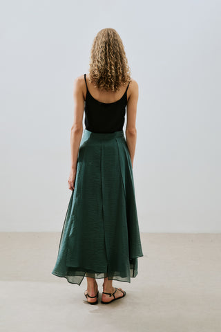 Tiered Ruffle Maxi Skirt Green