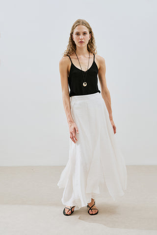 Tiered Ruffle Maxi Skirt Ecru