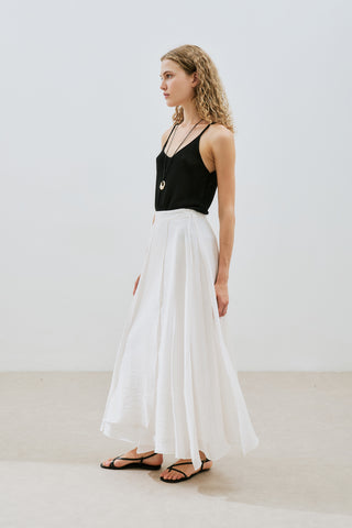 Tiered Ruffle Maxi Skirt Ecru