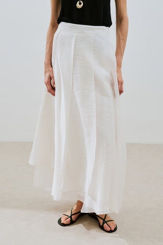Tiered Ruffle Maxi Skirt Ecru