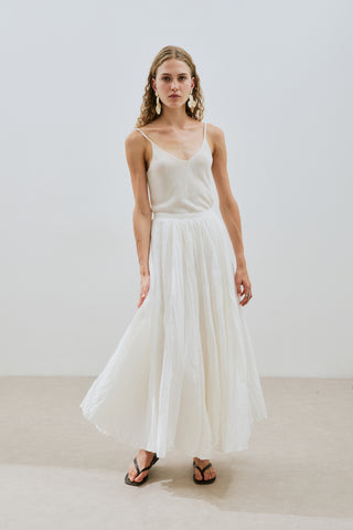 Pleated Maxi Skirt Ecru