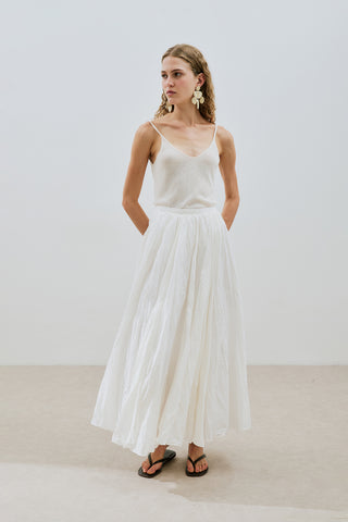 Pleated Maxi Skirt Ecru