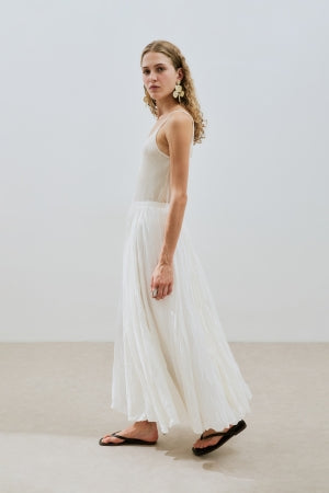 Pleated Maxi Skirt Ecru