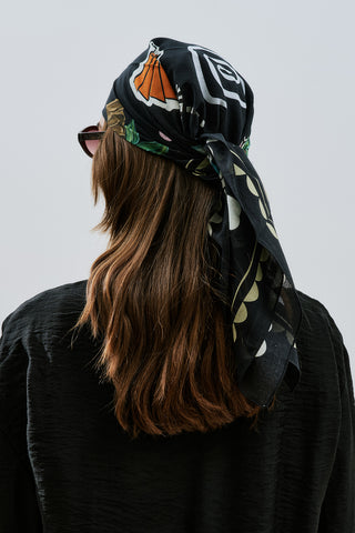 Patterned Cotton Scarf Liberty Black