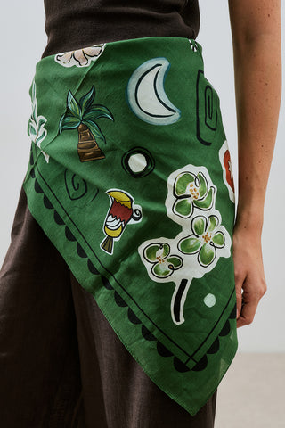 Patterned Cotton Scarf Liberty Green