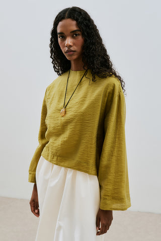 Draped Wide Sleeve Blouse Yellow