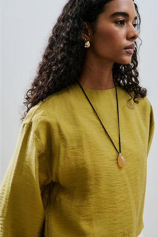 Draped Wide Sleeve Blouse Yellow