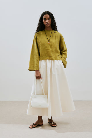 Draped Wide Sleeve Blouse Yellow