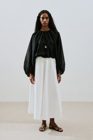 Balloon Sleeve Crop Top Black