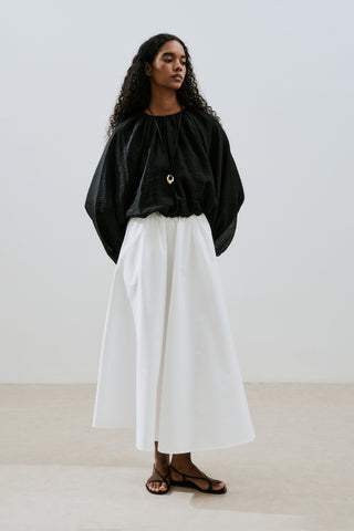 Balloon Sleeve Crop Top Black