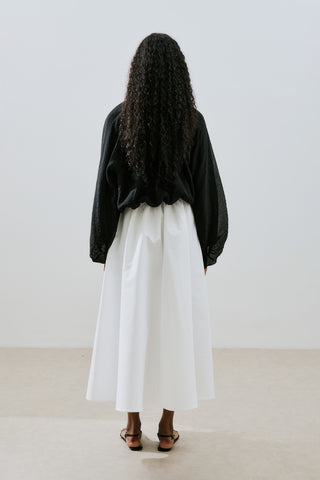 Balloon Sleeve Crop Top Black