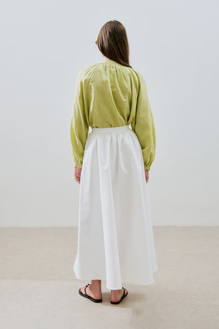 Lightweight Linen Gathered Neck Shirt Lime