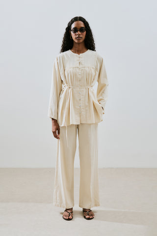 Textured Embroidered Shirt Natural