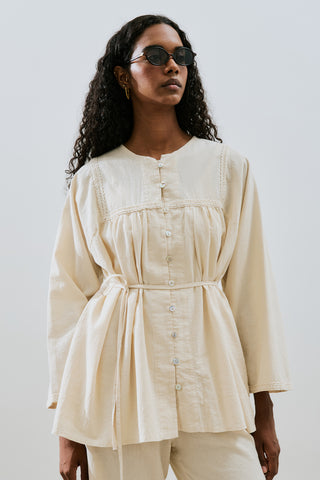 Textured Embroidered Shirt Natural