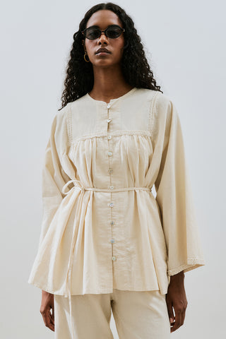 Textured Embroidered Shirt Natural