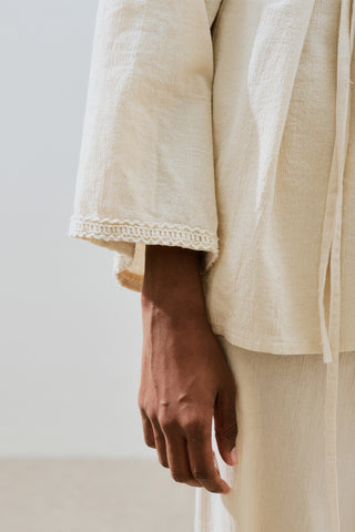 Textured Embroidered Shirt Natural