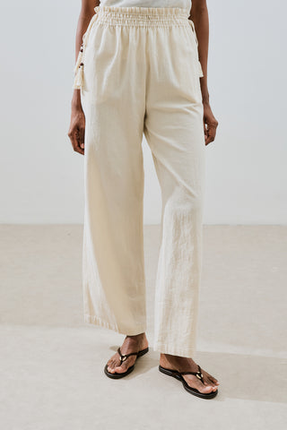 Textured Tie Trousers Natural