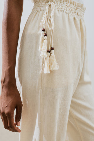 Textured Tie Trousers Natural