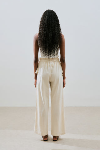 Textured Tie Trousers Natural