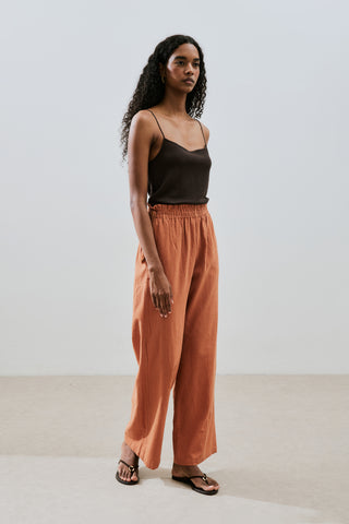 Textured Tie Trousers Cinnamon