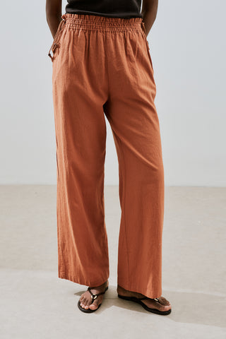 Textured Tie Trousers Cinnamon