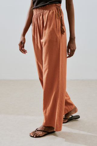 Textured Tie Trousers Cinnamon