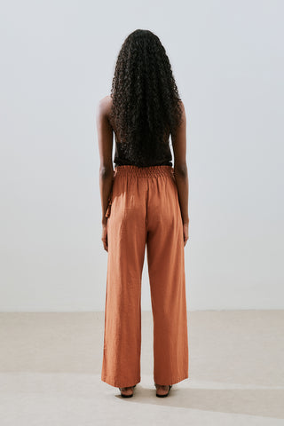 Textured Tie Trousers Cinnamon