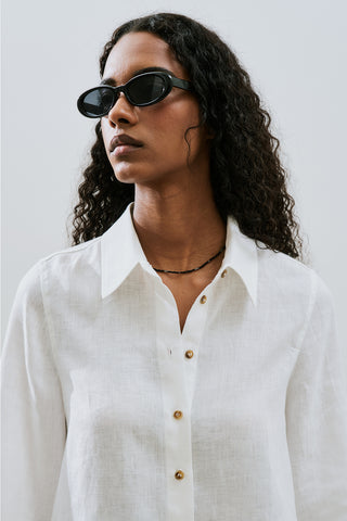 Linen Wide Cuff Shirt Ecru