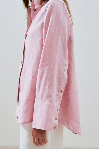 Linen Wide Cuff Shirt Pink