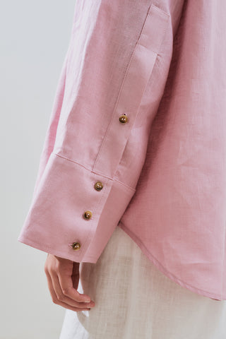 Linen Wide Cuff Shirt Pink