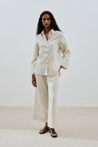 Linen Wide Cuff Shirt Stone