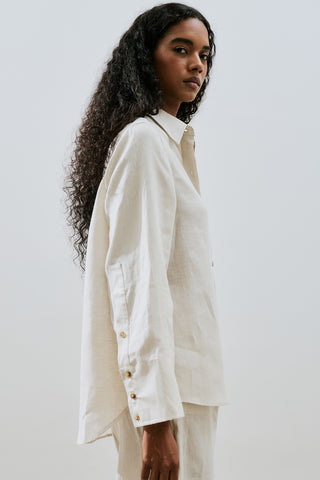 Linen Wide Cuff Shirt Stone
