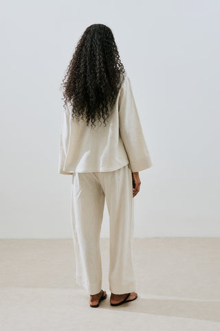 Linen Front Button Shirt Stone