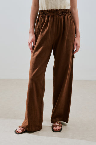 Textured Tie Trousers Brown