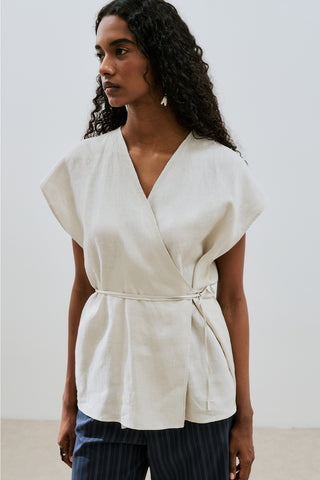 Linen Sleeveless Blouse Stone