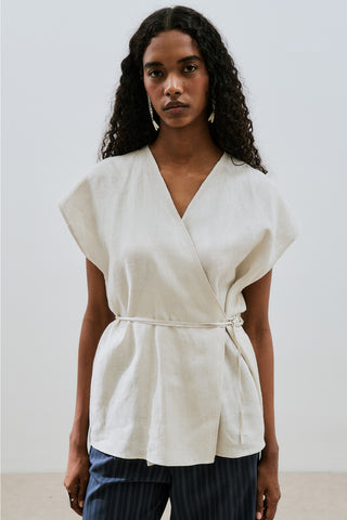 Linen Sleeveless Blouse Stone