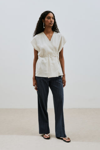 Linen Sleeveless Blouse Stone