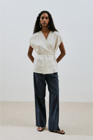 Linen Sleeveless Blouse Stone