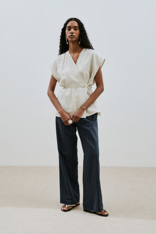 Linen Sleeveless Blouse Stone