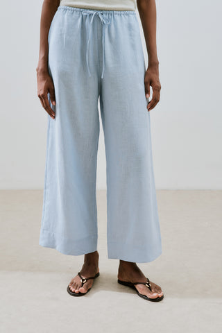 Linen Tie Trousers Blue