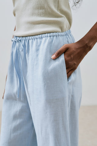 Linen Tie Trousers Blue