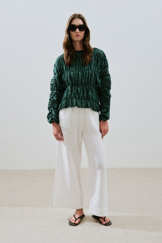 Crinkled-Effect Blouse Green